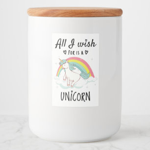 Ik wens alleen een Unicorn Voedselcontainer Etiket