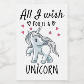 Ik wens alleen een Unicorn Voedselcontainer Etiket (Enkel label)