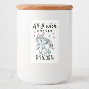 Ik wens alleen een Unicorn Voedselcontainer Etiket