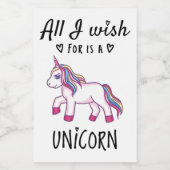 Ik wens alleen een Unicorn Voedselcontainer Etiket (Enkel label)