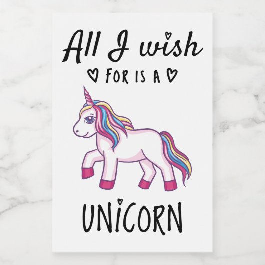 Ik wens alleen een Unicorn Voedselcontainer Etiket (Enkel label)