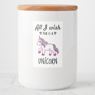 Ik wens alleen een Unicorn Voedselcontainer Etiket