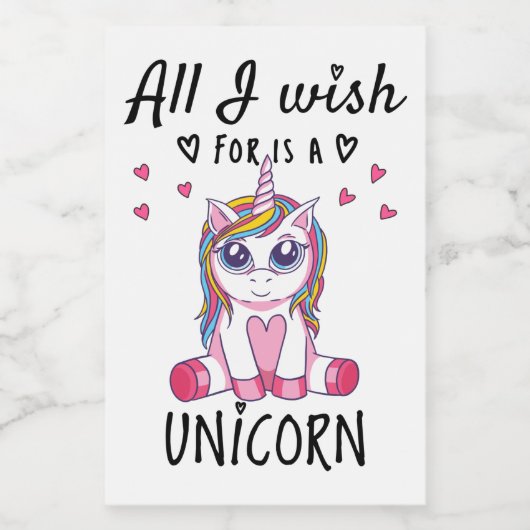 Ik wens alleen een Unicorn Voedselcontainer Etiket (Enkel label)