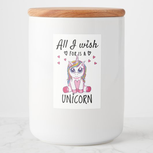 Ik wens alleen een Unicorn Voedselcontainer Etiket (Voorkant)