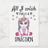 Ik wens alleen een Unicorn Voedselcontainer Etiket (Enkel label)