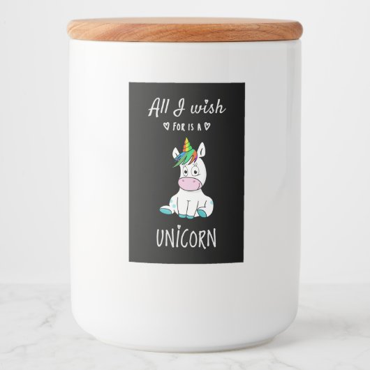Ik wens alleen een Unicorn Voedselcontainer Etiket (Voorkant)