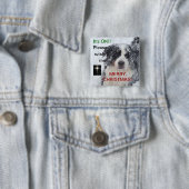 Ik wens een prettige kerstknop met schattige hond vierkante button 5,1 cm (In situ)