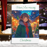 Ik wens je Ani-Mazing Kerstmis Kaart<br><div class="desc">Anime meisje op een winterdag Kerstmis en Gelukkig Nieuwjaar kaart.</div>