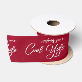 Ik wens je een coole Yule White Script Bourgondië Satijnen Lint