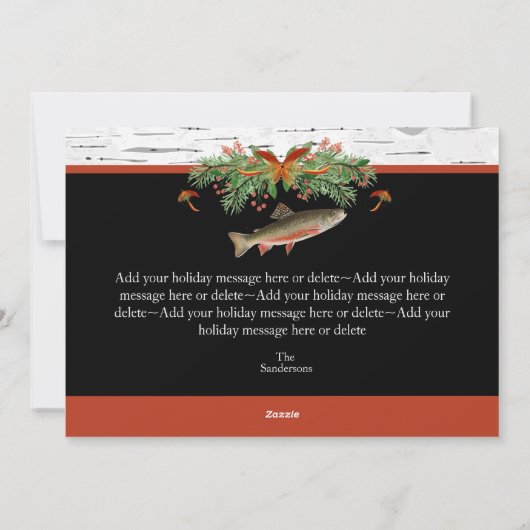 Ik wens je een echt vliegende vismas, kerstforel feestdagenkaart (Achterkant)