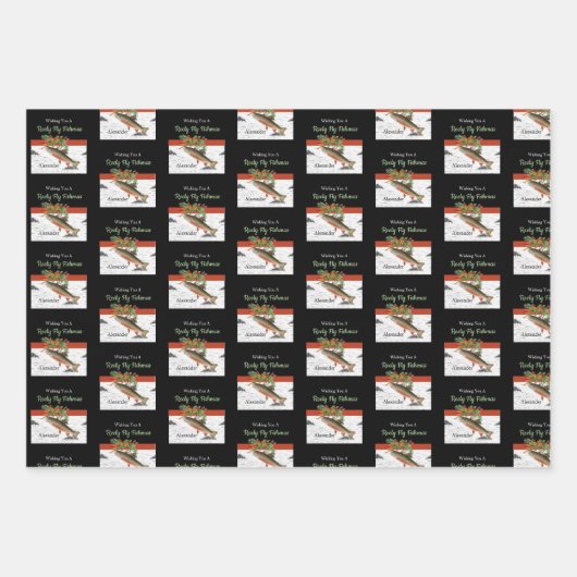 Ik wens je een echt vliegende vismas, kerstforel inpakpapier vel (Voorkant)