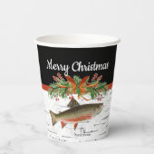 Ik wens je een echt vliegende vismas, kerstforel papieren bekers (Achterkant)