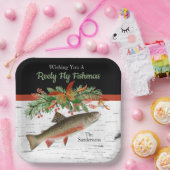 Ik wens je een echt vliegende vismas, kerstforel papieren bordje (Feest)