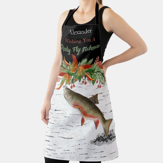 Ik wens je een echt vliegende vismas, kerstforel schort (Insitu)