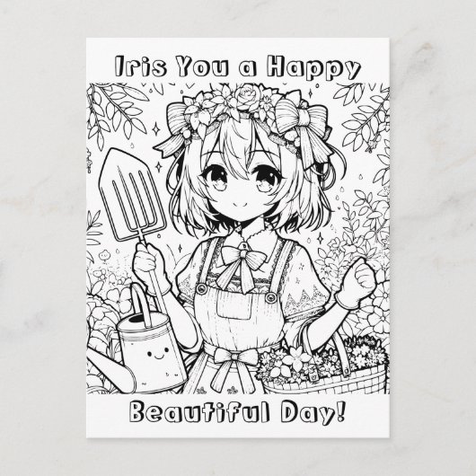 Ik wens je een fijne dag | kleurplaat briefkaart (Voorkant)