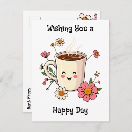 Ik wens je een fijne dag | Schattigee vriendschap Briefkaart (Voorkant / Achterkant)