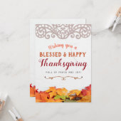 Ik wens je een fijne en fijne Thanksgiving Kaart (Voorkant / Achterkant in situ)