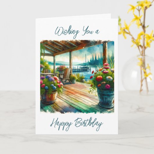 Ik wens je een fijne verjaardag | Lake House Kaart (Gele Bloem)