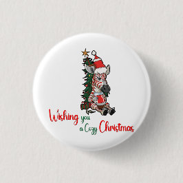 Ik wens je een gezellig kerstpaard ronde button 3,2 cm