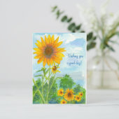 Ik wens je een goede dag Waterverf zonnebloemen Briefkaart (Staand voorkant)