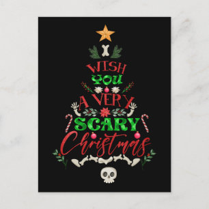 Ik wens je een heel eng kerstboomskelet briefkaart