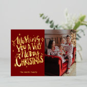 Ik wens je een heel prettig kerstfeest folie feestdagenkaart (Staand Voorkant)