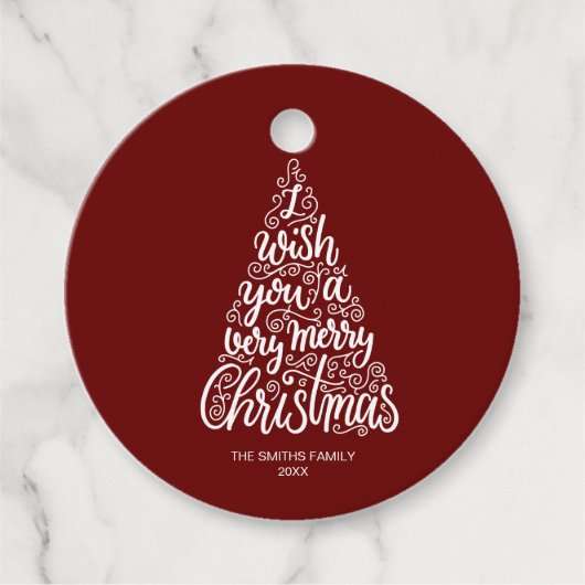 Ik wens je een heel prettige kersttekst toe bedankjes labels (Voorkant)