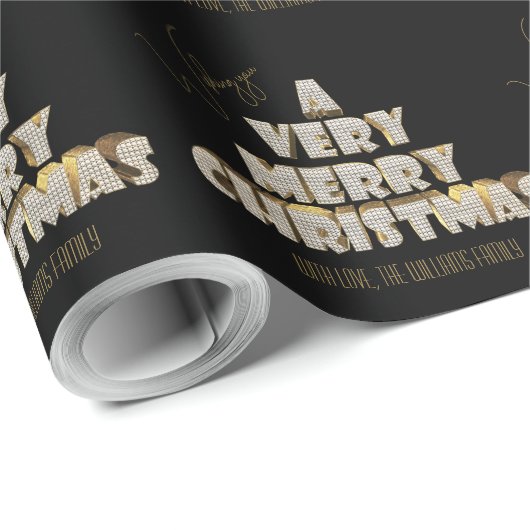 Ik wens je een heel vrolijk kerstzwart cadeaupapier (Rol Hoek)