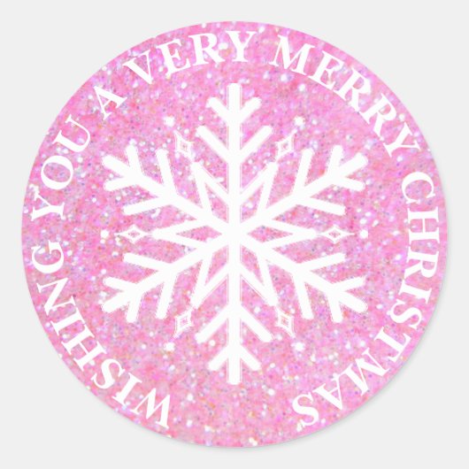 Ik wens je een heel vrolijk roze Kerst sticker (Voorkant)