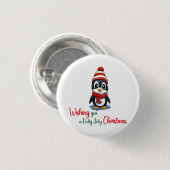Ik wens je een heilig vrolijk kerstfeest Pinguain Ronde Button 3,2 Cm (Voorkant /achterkant)