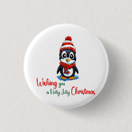 Ik wens je een heilig vrolijk kerstfeest Pinguain Ronde Button 3,2 Cm