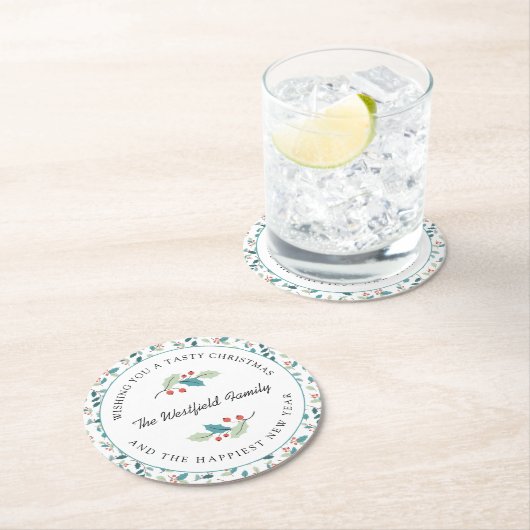 Ik wens je een lekkere kerst Holly Ronde Kartonnen Onderzetter (Insitu)