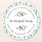 Ik wens je een lekkere kerst Holly Ronde Kartonnen Onderzetter (Voorkant)