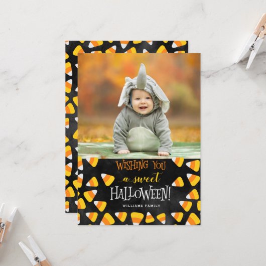 Ik wens je een lieve Halloween fotokaart Kaart (Voorkant / Achterkant in situ)