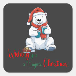Ik wens je een magisch kerst Schattige Bier Vierkante Sticker
