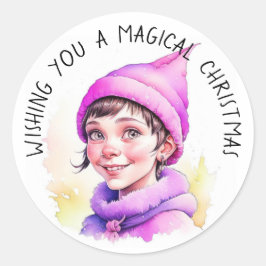 Ik wens je een magische kerst  Elf Ronde Sticker