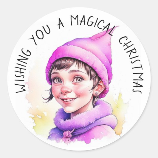 Ik wens je een magische kerst  Elf Ronde Sticker (Voorkant)