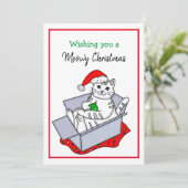 Ik wens je een Meowy Kerstmis | Holiday Cat Pun Feestdagenkaart (Staand voorkant)