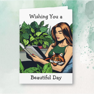 Ik wens je een mooie dag Vrouw leest een boek Kaart