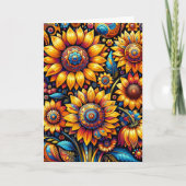 Ik wens je een mooie dag | zonnebloemkunst kaart (Voorkant)