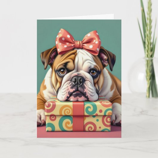 Ik wens je een mooie verjaardag | Grappige Bulldog Kaart (Voorkant)