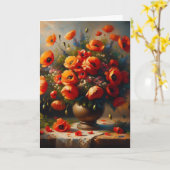 Ik wens je een mooie verjaardag | rode papaver kaart (Gele Bloem)