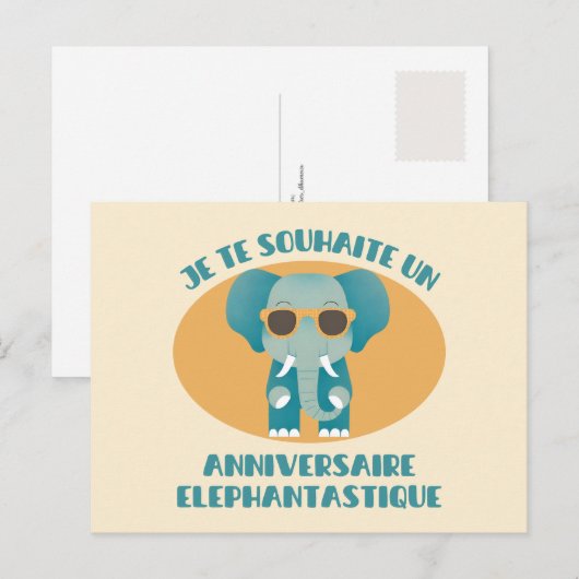 Ik wens je een olifantastische verjaardag. briefkaart (Voorkant / Achterkant)