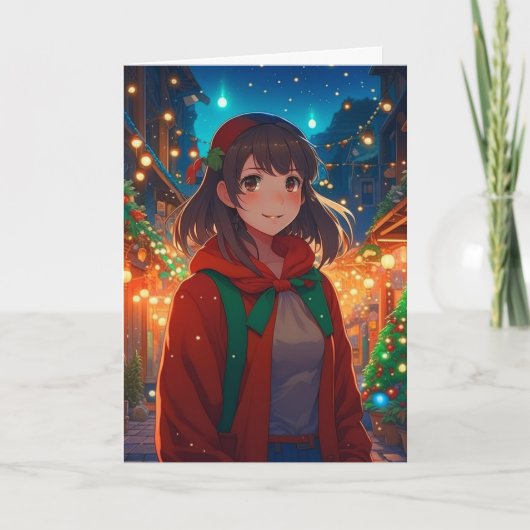 Ik wens je een ongelofelijke kerst anime pun kaart (Voorkant)