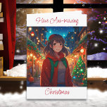 Ik wens je een ongelofelijke kerst anime pun kaart<br><div class="desc">Anime meisje op een winterdag kerstkaart.</div>