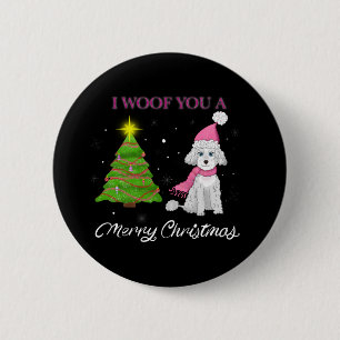 Ik wens je een prettig kerstfeest Fijne Poodle Kno Ronde Button 5,7 Cm