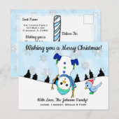 Ik wens je een prettig kerstfeest op de Snowman Briefkaart (Voorkant / Achterkant)