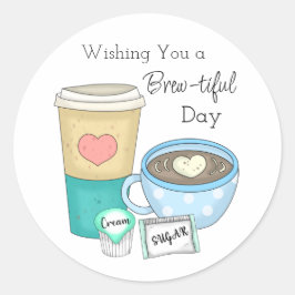 Ik wens je een verfijnde dag | Koffiewoordspeld Ronde Sticker