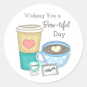 Ik wens je een verfijnde dag   Koffiewoordspeld Ronde Sticker