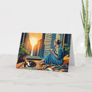 Ik wens je een vredige dag   Vrouw met koffie Kaart